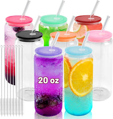 20oz Glass Cups with Acrylic Lids (Clear)